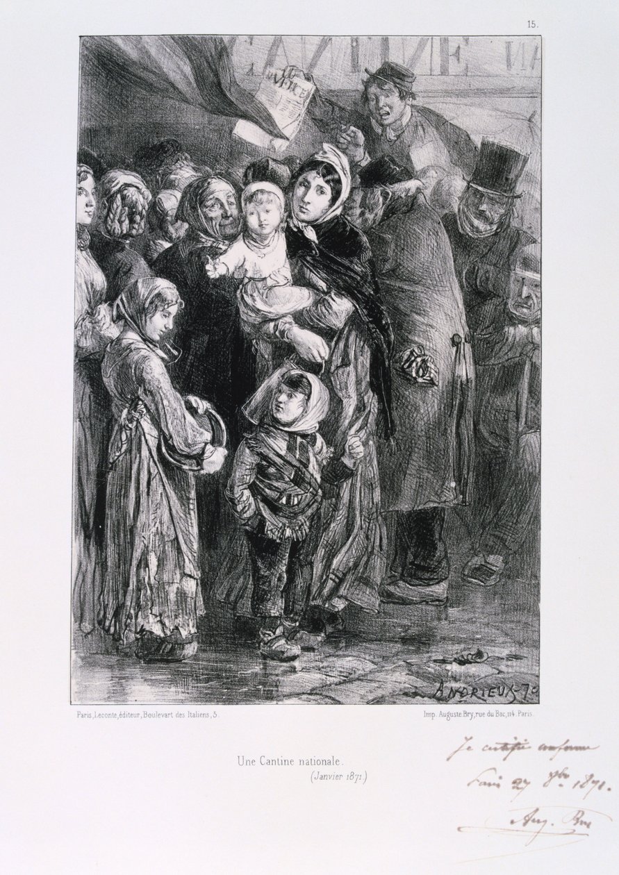 Cantine Nationale, Cerco a Paris, Guerra Franco-Prussiana, janeiro de 1871 de Auguste Bry