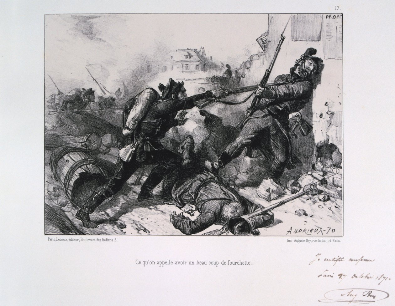 Luta corpo a corpo, Cerco a Paris, Guerra Franco-Prussiana, 1870 1871 de Auguste Bry