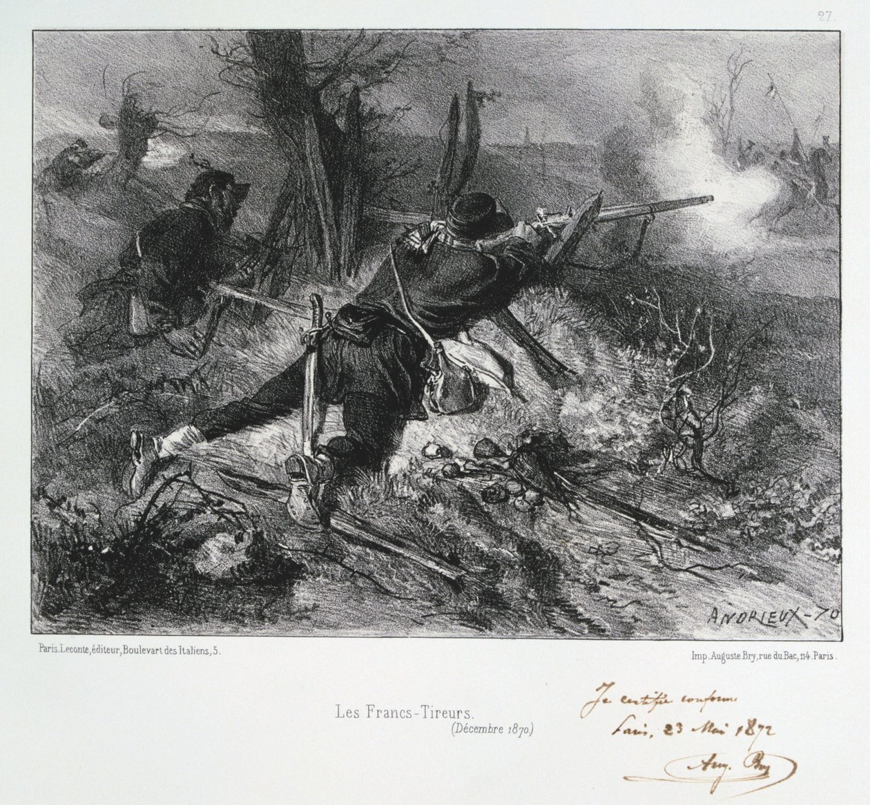 O franco-Tireurs, cerco de Paris, guerra franco-prussiana, dezembro de 1870 1872 de Auguste Bry