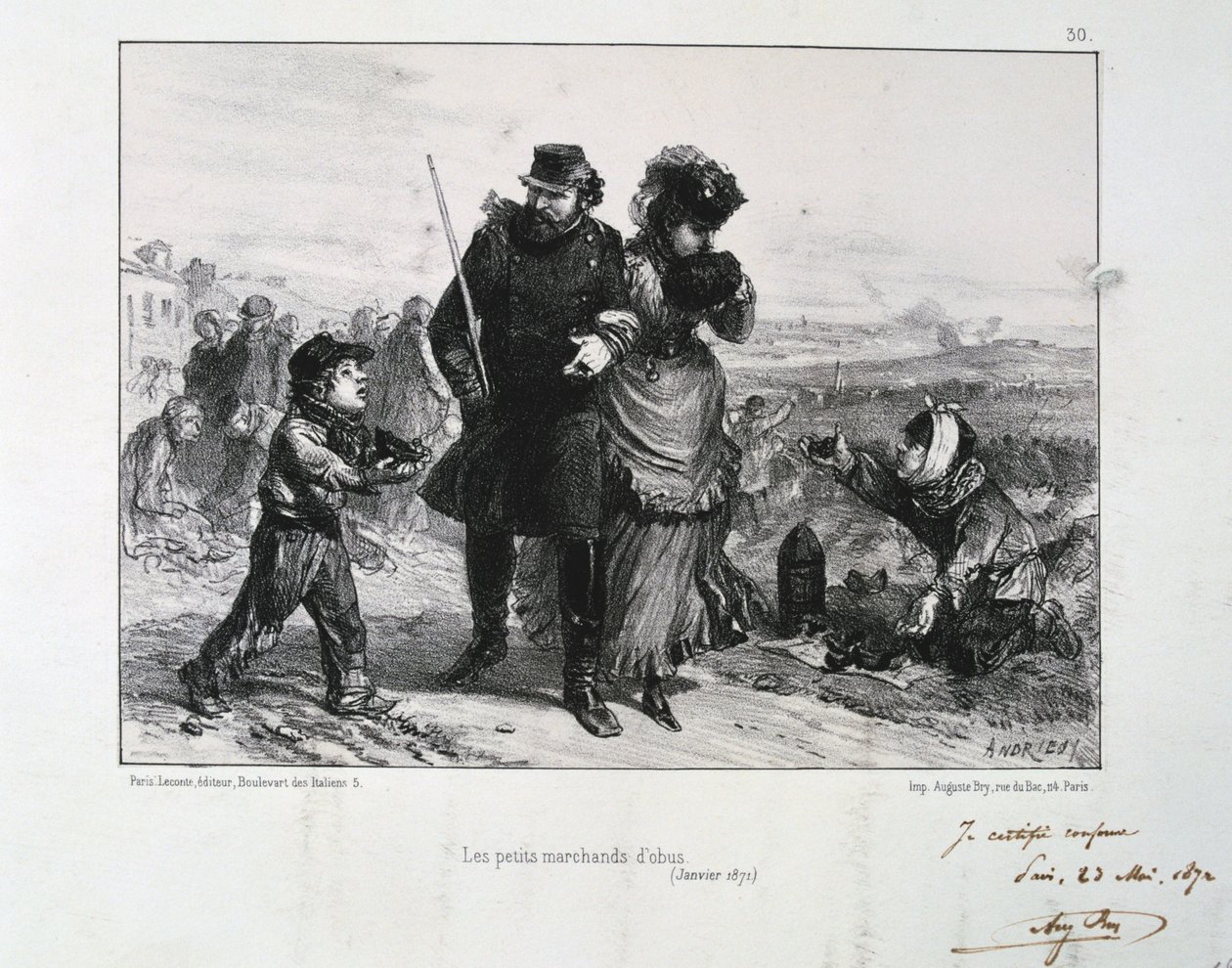 Les Petits Marchands dObus, Cerco a Paris, Guerra Franco-Prussiana, janeiro de 1871 1872 de Auguste Bry
