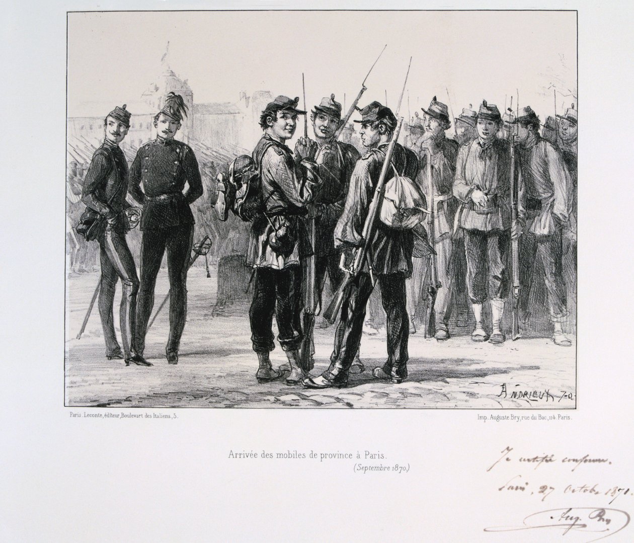 Tropas das províncias que chegaram a Paris antes do cerco prussiano, setembro de 1870 1871 de Auguste Bry