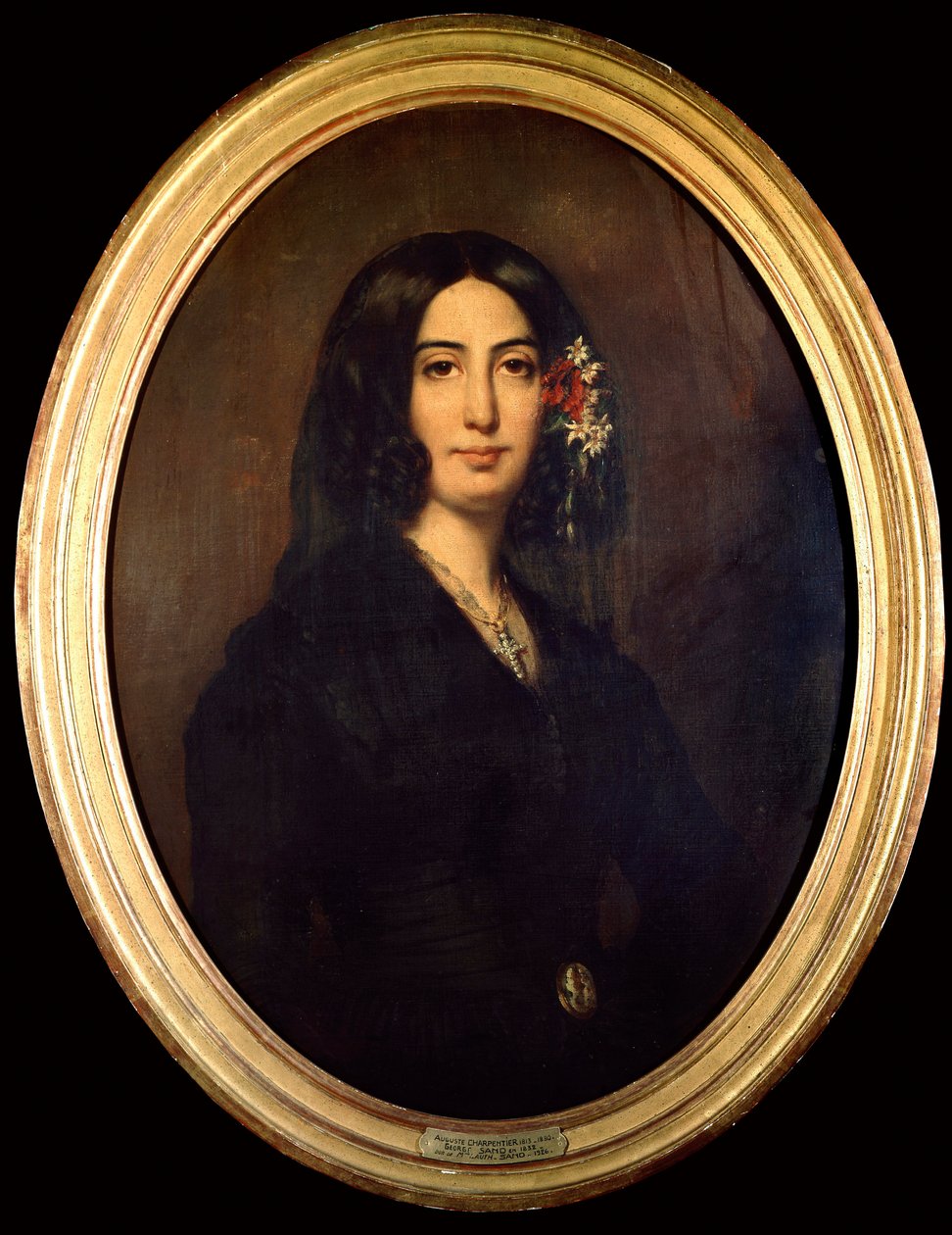 Retrato de George Sand (Aurore Dupin, Baronne Dudevant) (1804-1876) em 1832. Pintura de Auguste Charpentier (1813-1880) Paris Musee Carnavalet de Auguste Charpentier