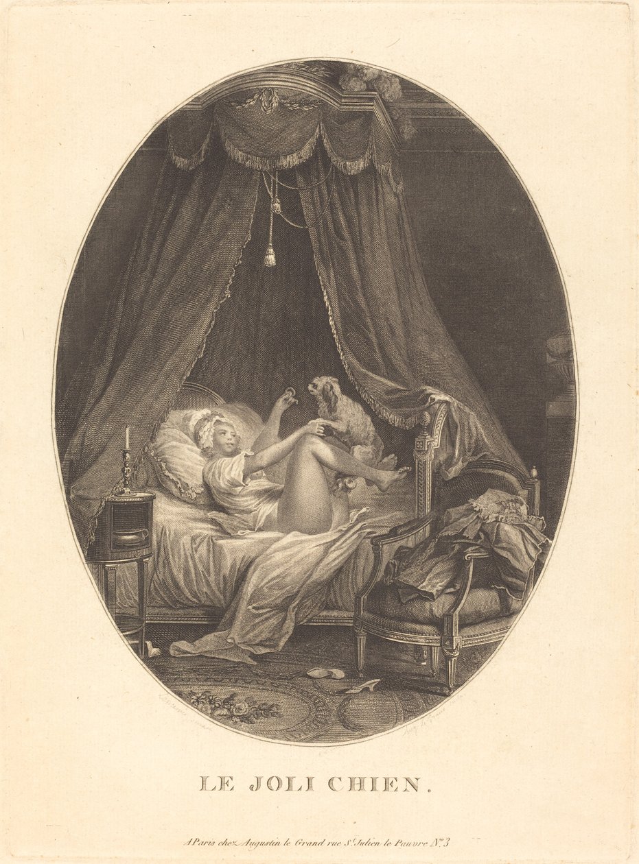 O lindo cachorro de Auguste Claude Simon Legrand after Nicolas Lavreince