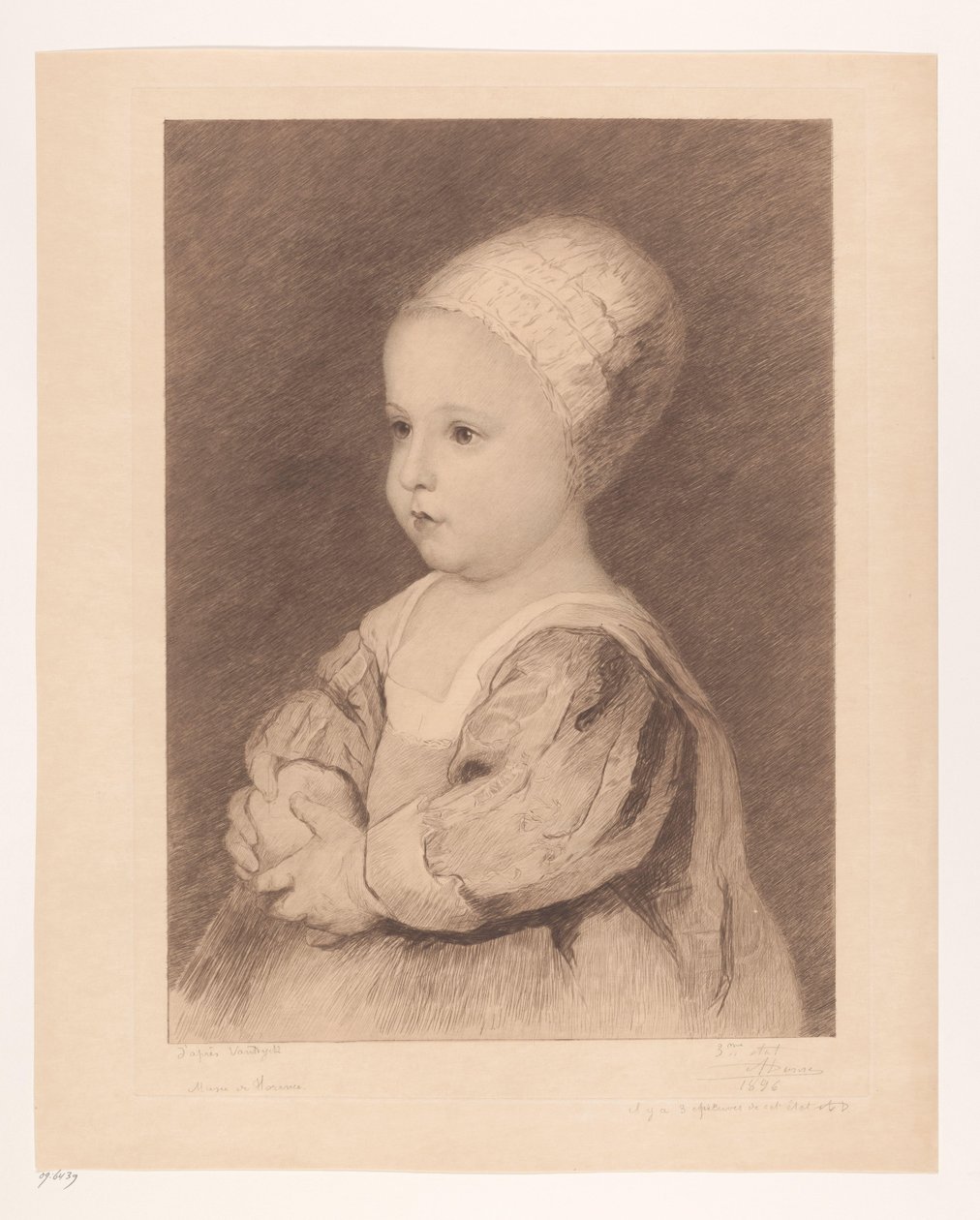 Retrato de uma criança desconhecida de Auguste Danse (signed by artist)