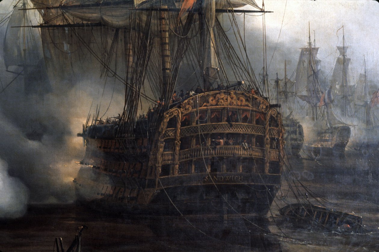 Batalha de Trafalgar, detalhe, por Auguste Etienne François Mayer (1805-1890) de Auguste Etienne Francois Mayer