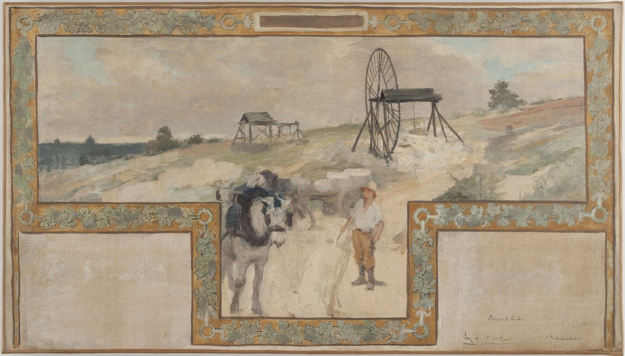 Esboço da sala de casamentos da Câmara Municipal de Arcueil-Cachan: Trabalhos na pedreira de Auguste Francois Gorguet