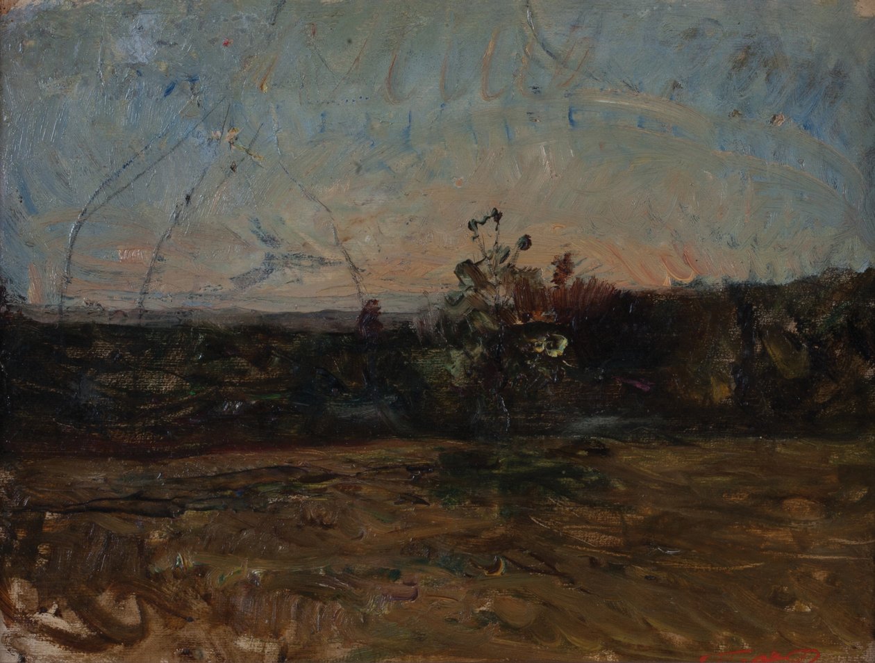 Paisagem do século XIX (Óleo sobre tela montado sobre madeira) de Auguste Francois Ravier