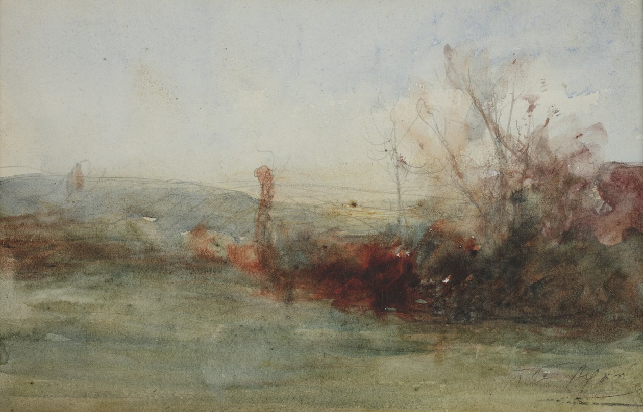 Paisagem, c.1853-65 (aquarela sobre papel) de Auguste Francois Ravier