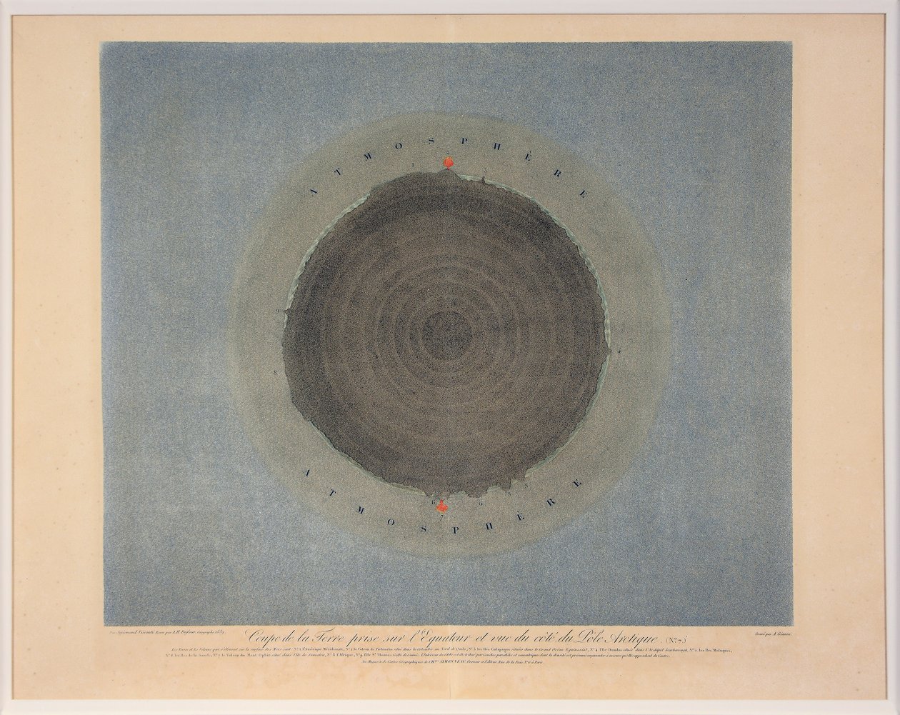 Foto da Terra tirada no Equador e vista do lado do Pólo Ártico no. 7, bar. 1839. de Auguste Henri Dufour