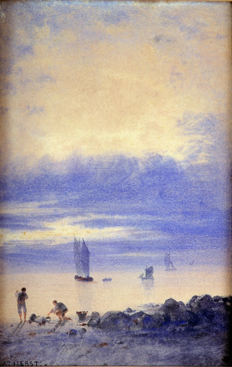 Seascape, praia de Saint-Malo (wc no papel) de Auguste Herst