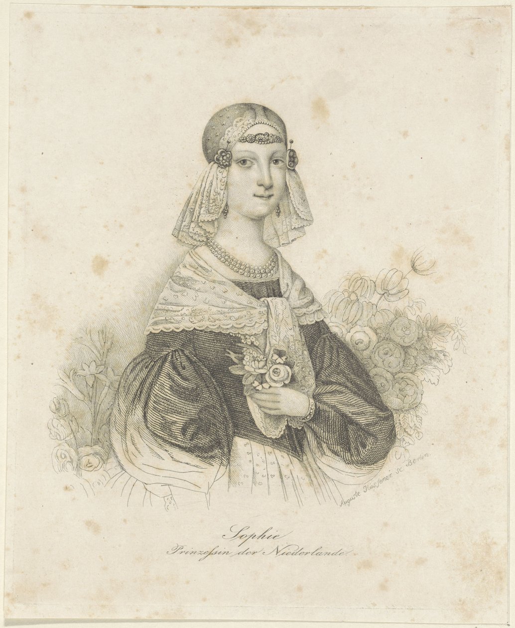 Retrato de Sophie, princesa dos Países Baixos de Auguste Hüssener