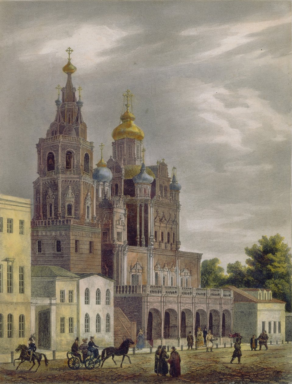 A Igreja da Dormição dos Theotokos na Rua Pokrovka em Moscou, 1825 de Auguste Jean Baptiste Antoine Cadolle