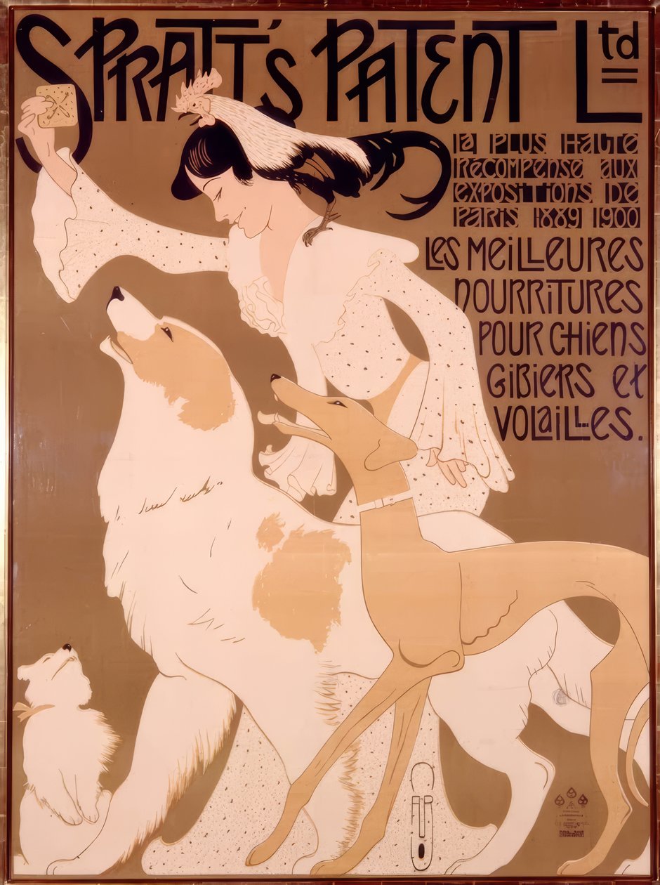 Cartaz publicitário para ração para cães de Auguste Jean Baptiste Roubille