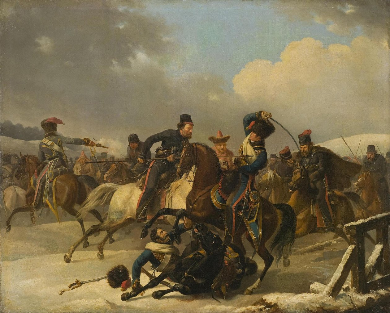 Cossacos perseguiram soldados franceses em retirada, 1812, 1827 de Auguste Joseph Desarnod