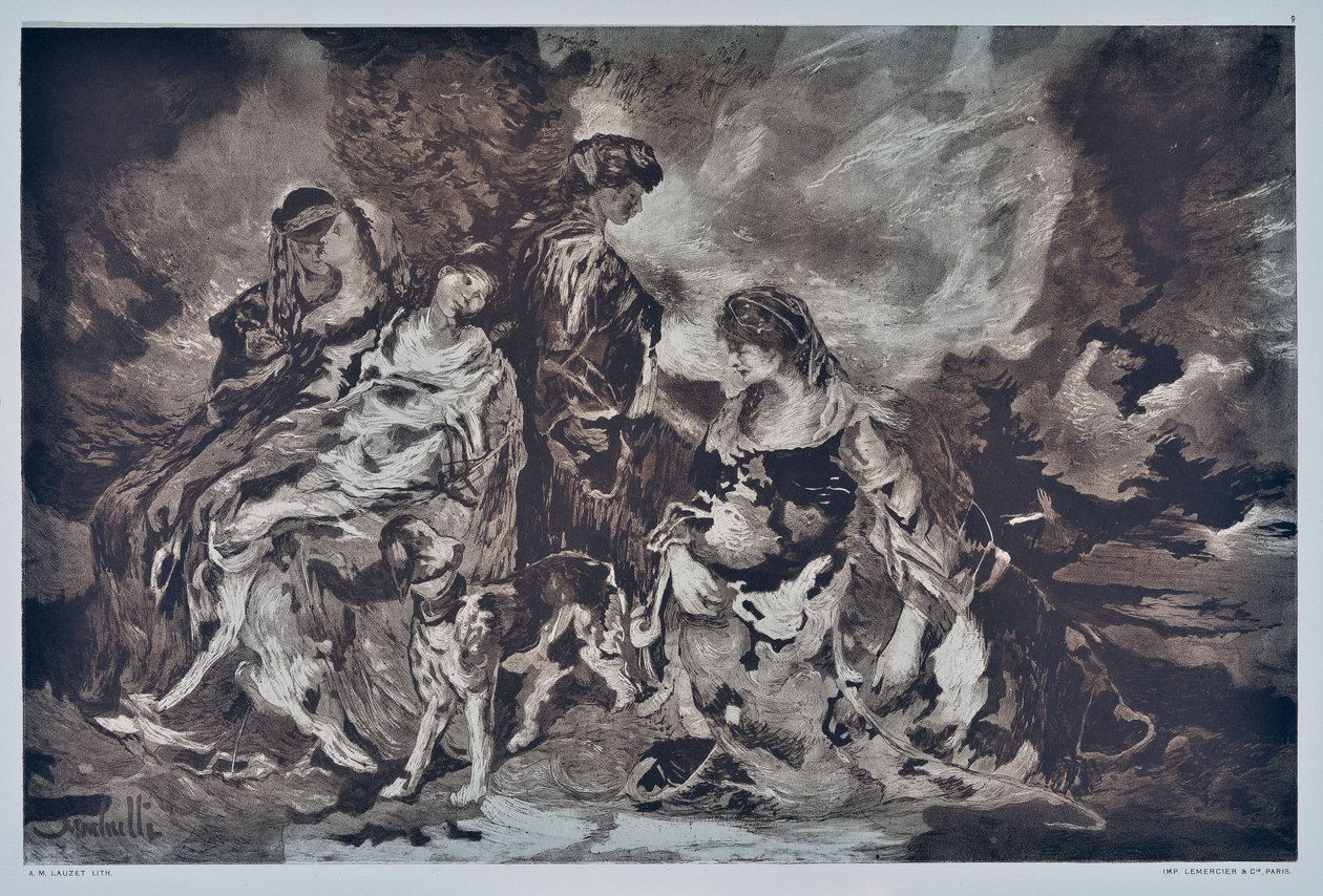 Caça (desenho) de Auguste Lauzet