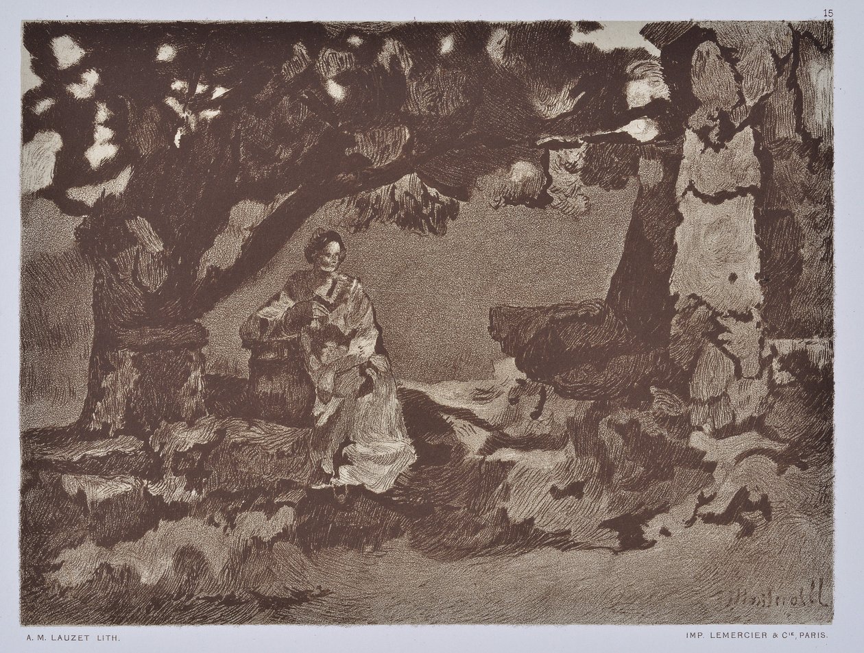 A Mulher no Poço (desenho) de Auguste Lauzet