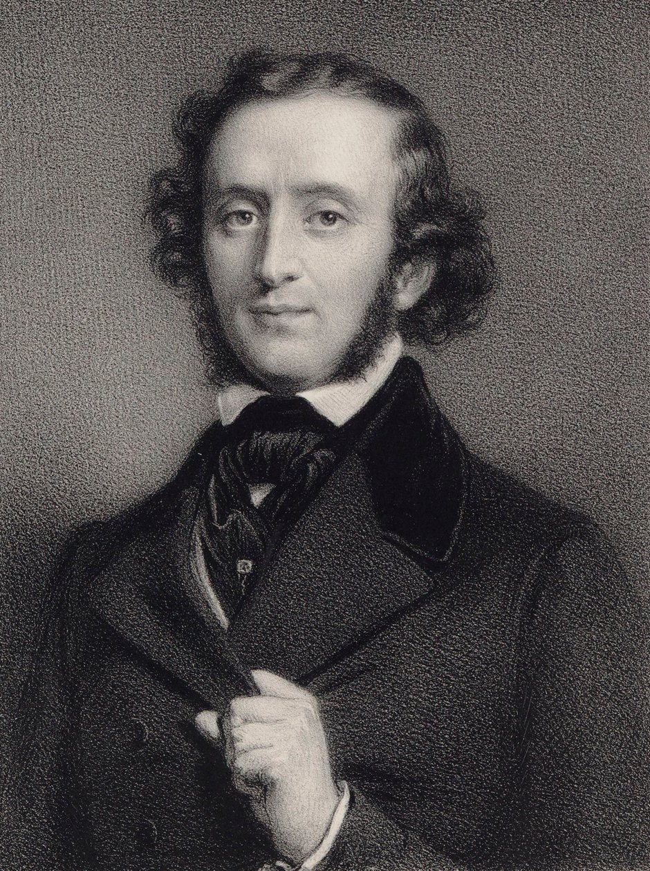 Retrato do pianista e compositor Felix Mendelssohn Bartholdy 1809-1847. de Auguste Lemoine
