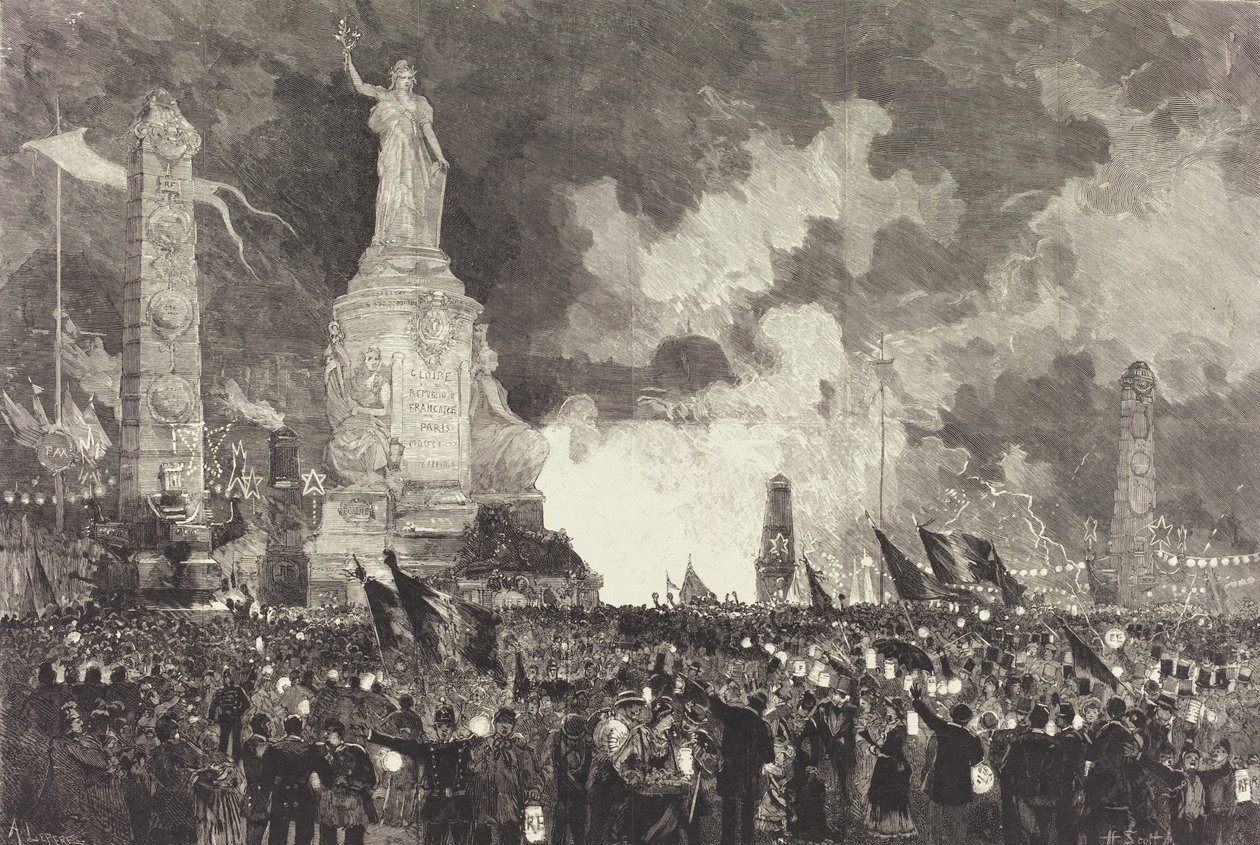 14 de julho. Iluminação da Place de la République, 1883. de Auguste Lepere