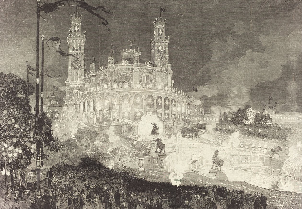 14 de julho. Iluminação do Palais du Trocadéro, 1883. de Auguste Lepere