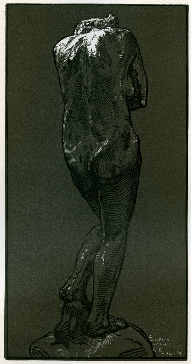 Uma xilogravura após uma estátua de Rodin, 1898. de Auguste Louis Lepère