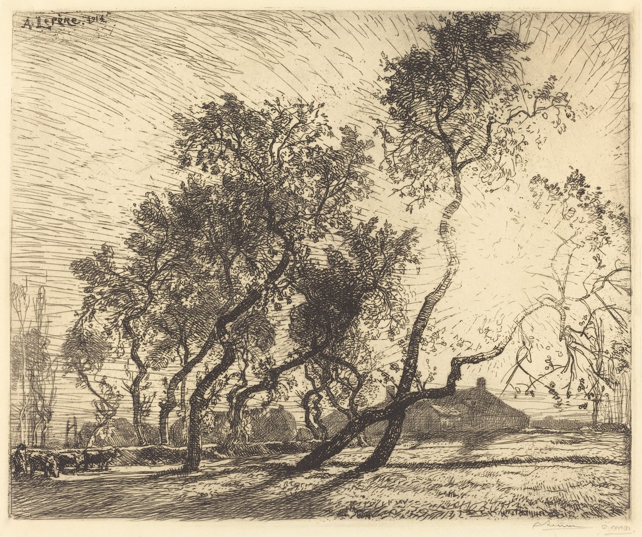 Fazenda de álamo da Holanda de Auguste Lepere