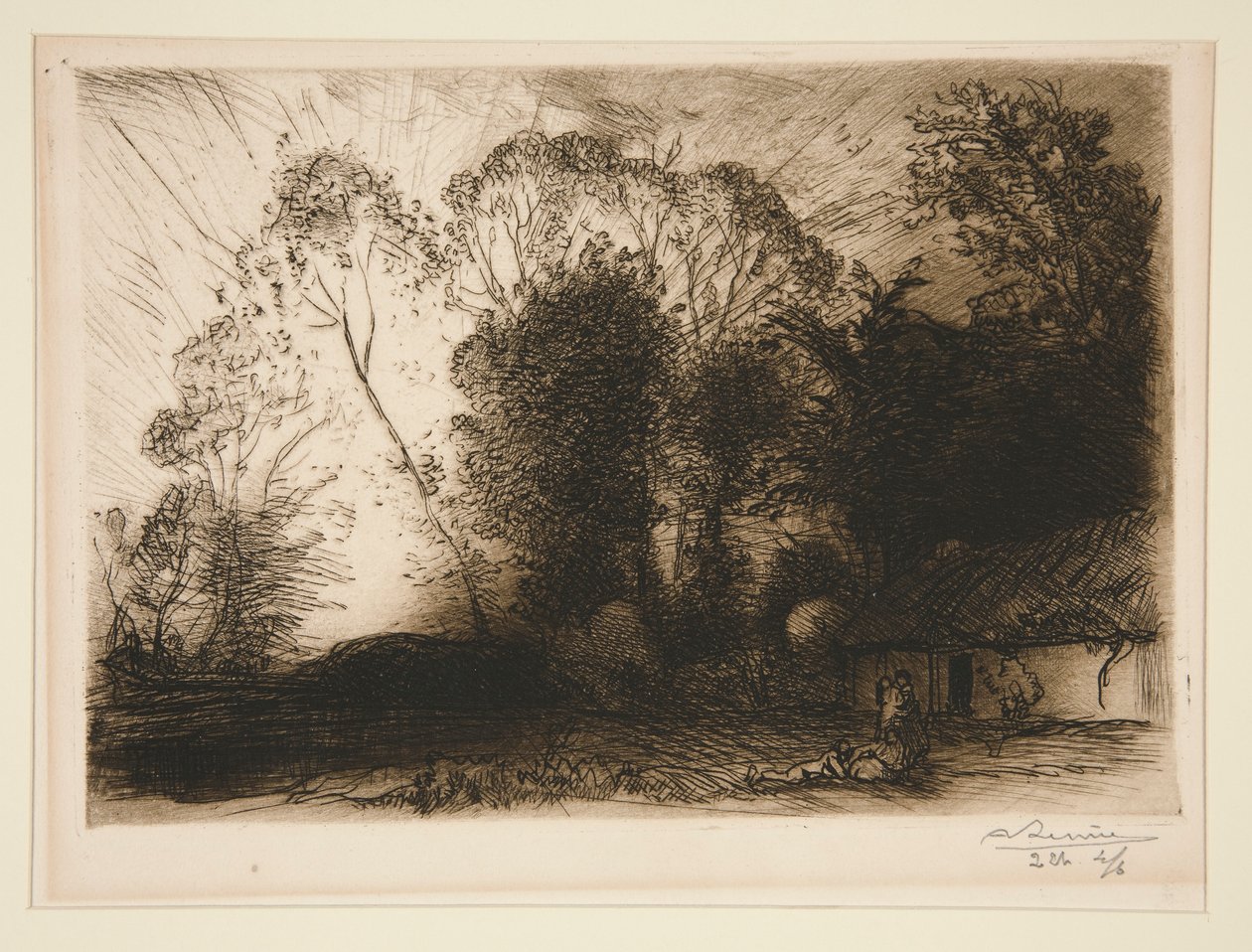 La chaumi?re ? Rousseau (Vend?e) (Casa de campo em Rousseau [Vendee]) de Auguste Lepere