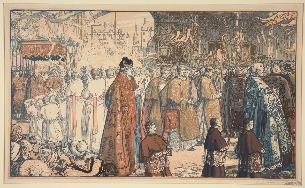 Procissão de Corpus Christi? Nantes (Procissão de Corpus Christi em Nantes) de Auguste Lepere