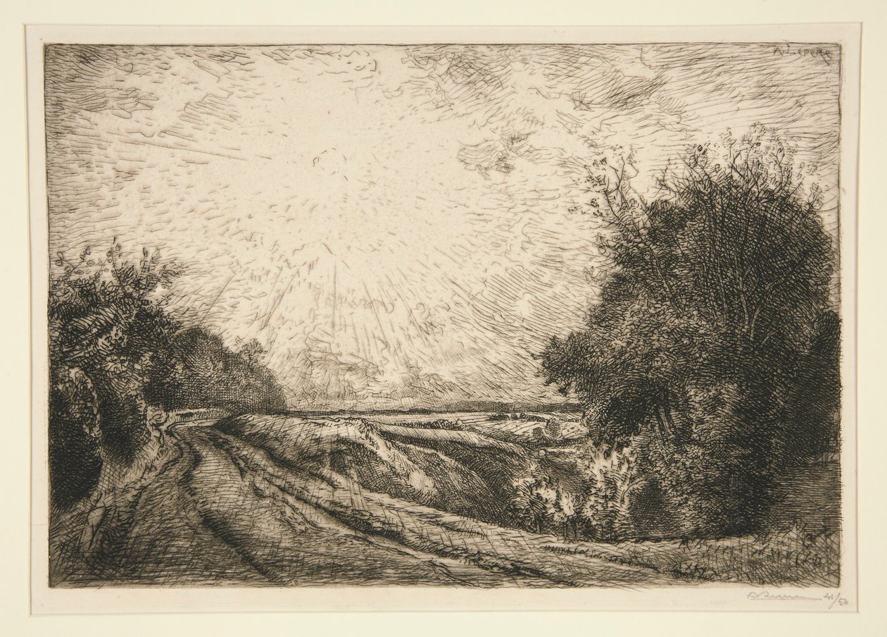 La route de La Houssoye (Cr?vec?ur-le-Grand) (Rota de La Houssoye [Crevecoeur-le-Grand]) de Auguste Lepere