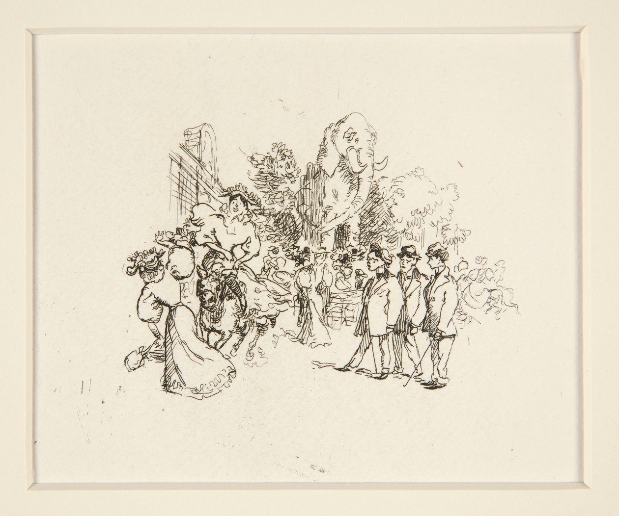 Lady montando vaca, outras figuras e elefante de Auguste Lepere