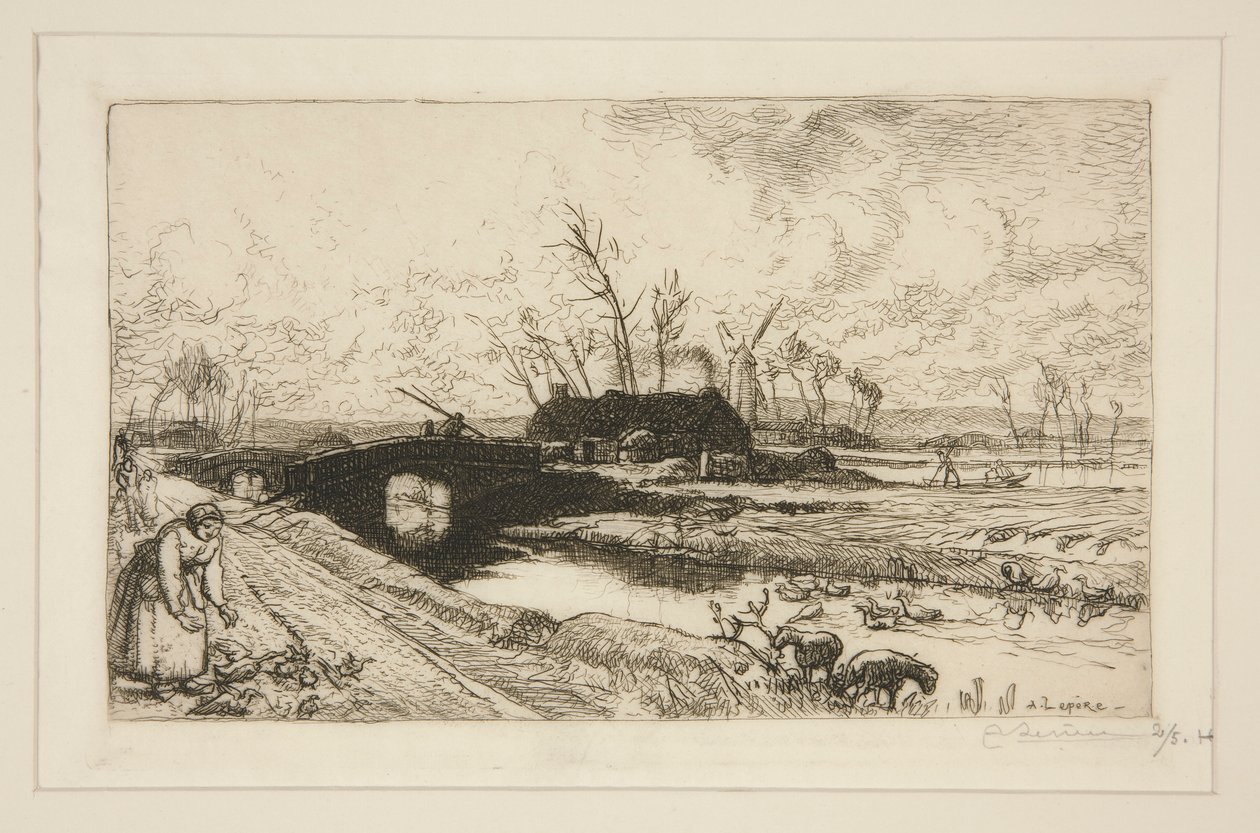 Le petit pont (Vend?e) (A Pequena Ponte [Vendéia]) de Auguste Lepere