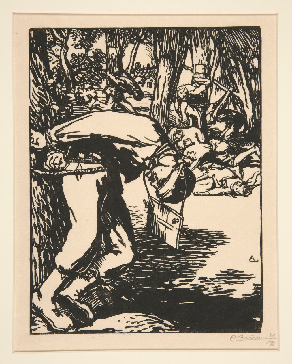 Os Francos-Tireurs (Sharpshooters), de A Guerra de 1914, primeira série, no. 11 de Auguste Lepere