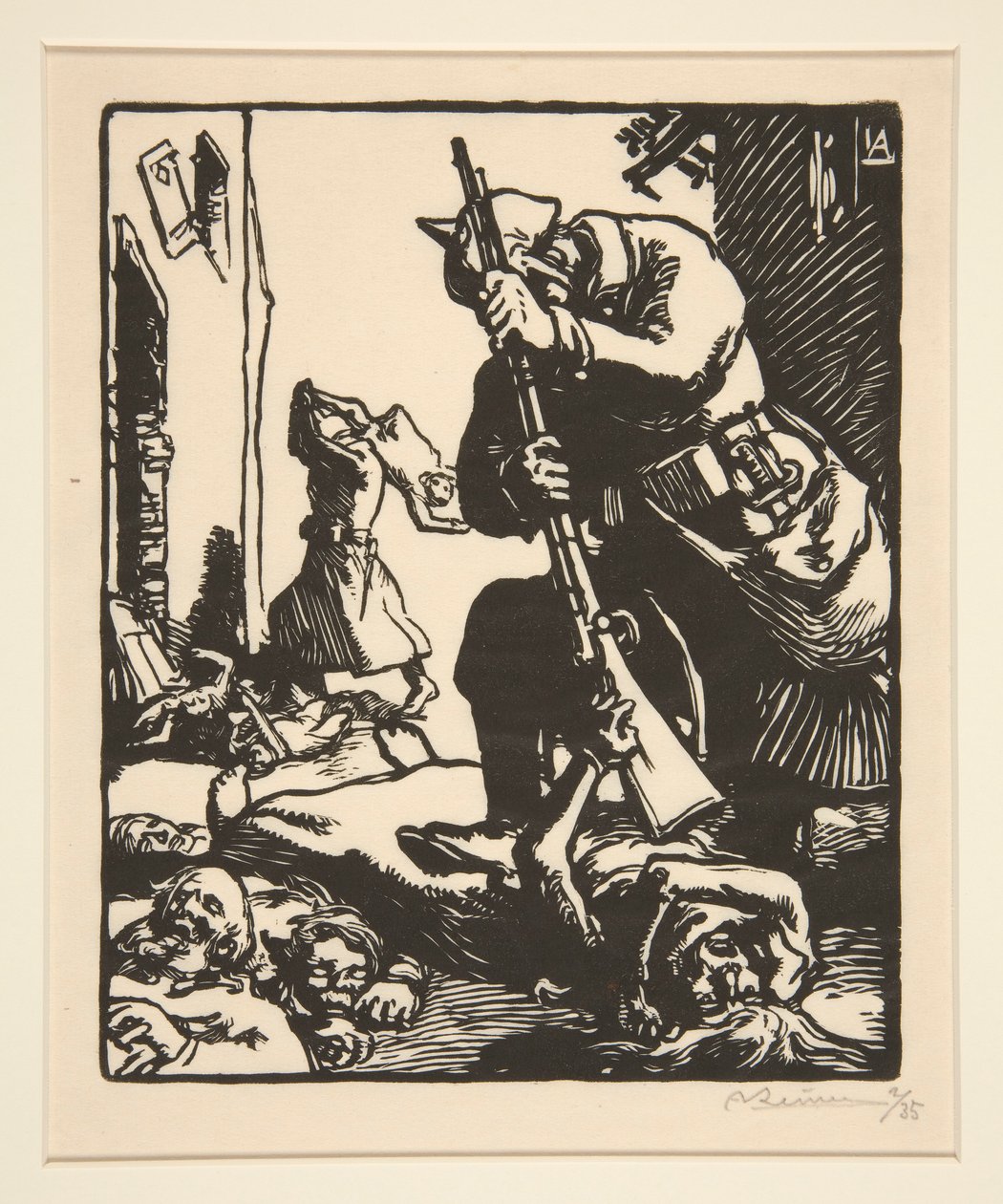 Les prussiens massacreurs (Os matadores prussianos), de La Guerre de 1914, primeira série, nº13 de Auguste Lepere