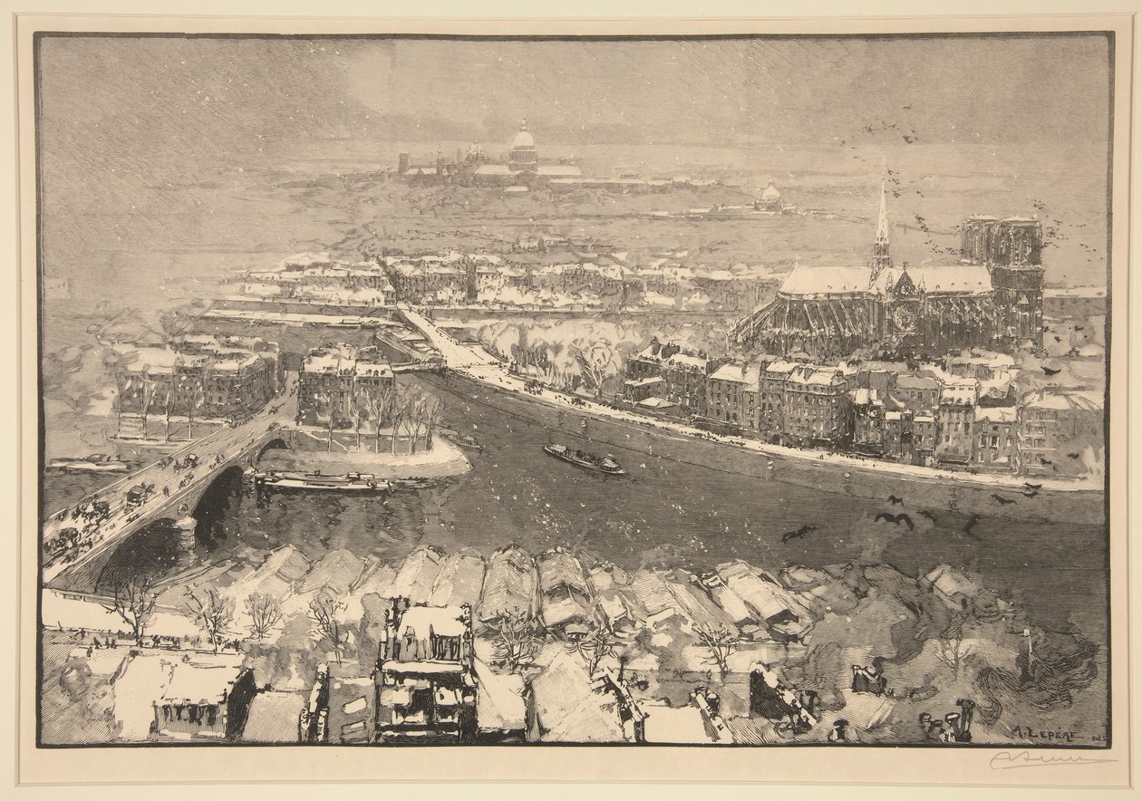 Paris sous la neige, vu du haut de St. Gervais (Paris sob a neve, Visto do alto de St. Gervais) de Auguste Lepere