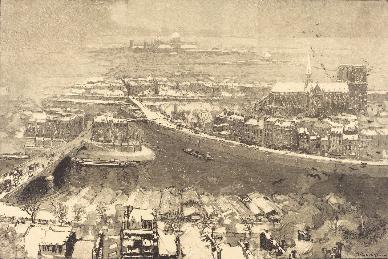 Paris sob a neve, vista de St.-Gervais Paris sob a neve, vista do alto de St.-Gervaais, 1890. de Auguste Lepere