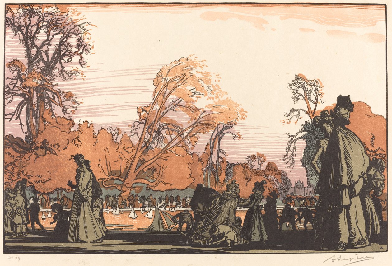 Lago nas Tulherias (Le bassin des Tuileries) de Auguste Lepere