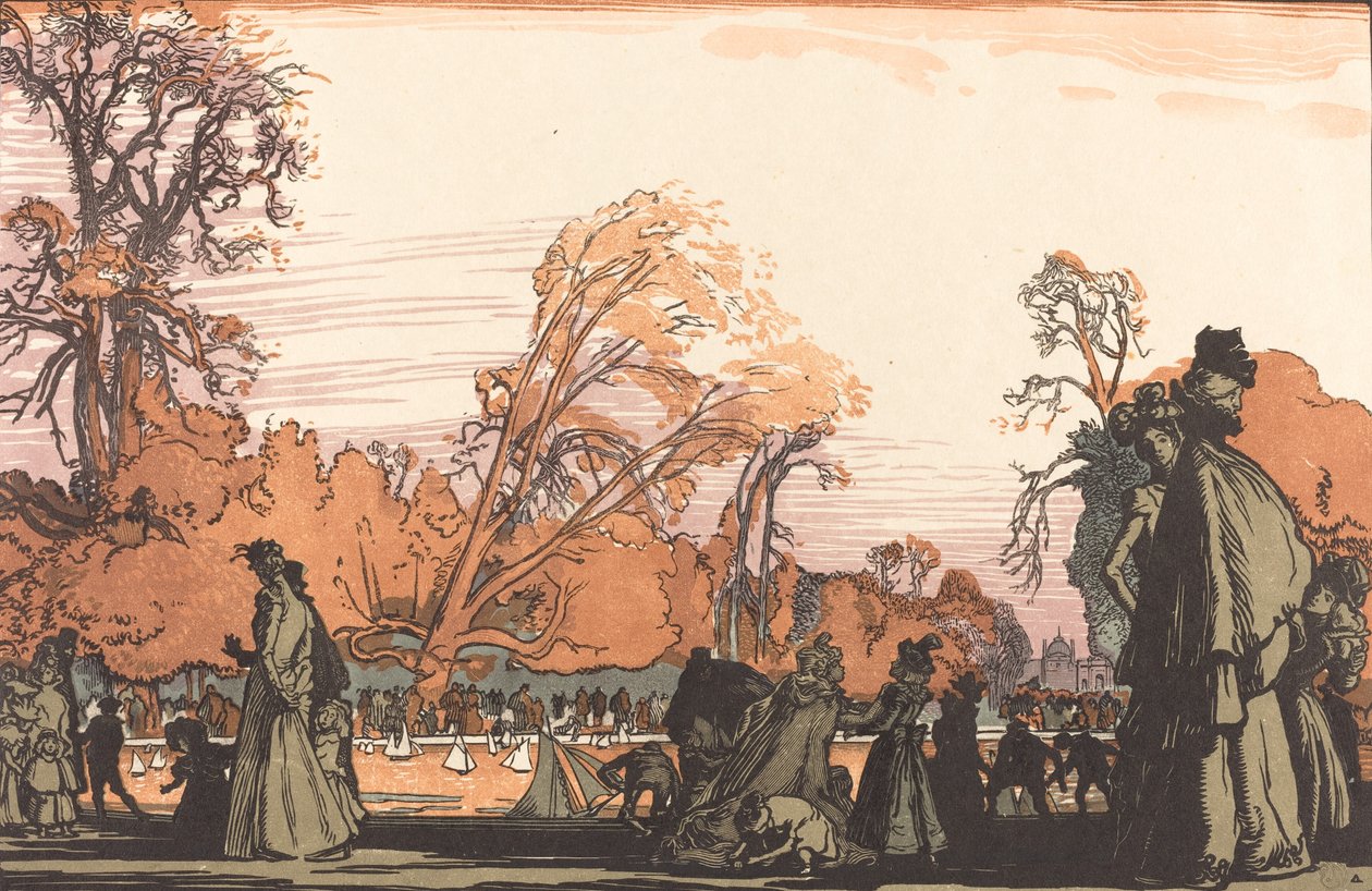 Lago nas Tulherias Le bassin des Tuileries, 1898. de Auguste Lepere