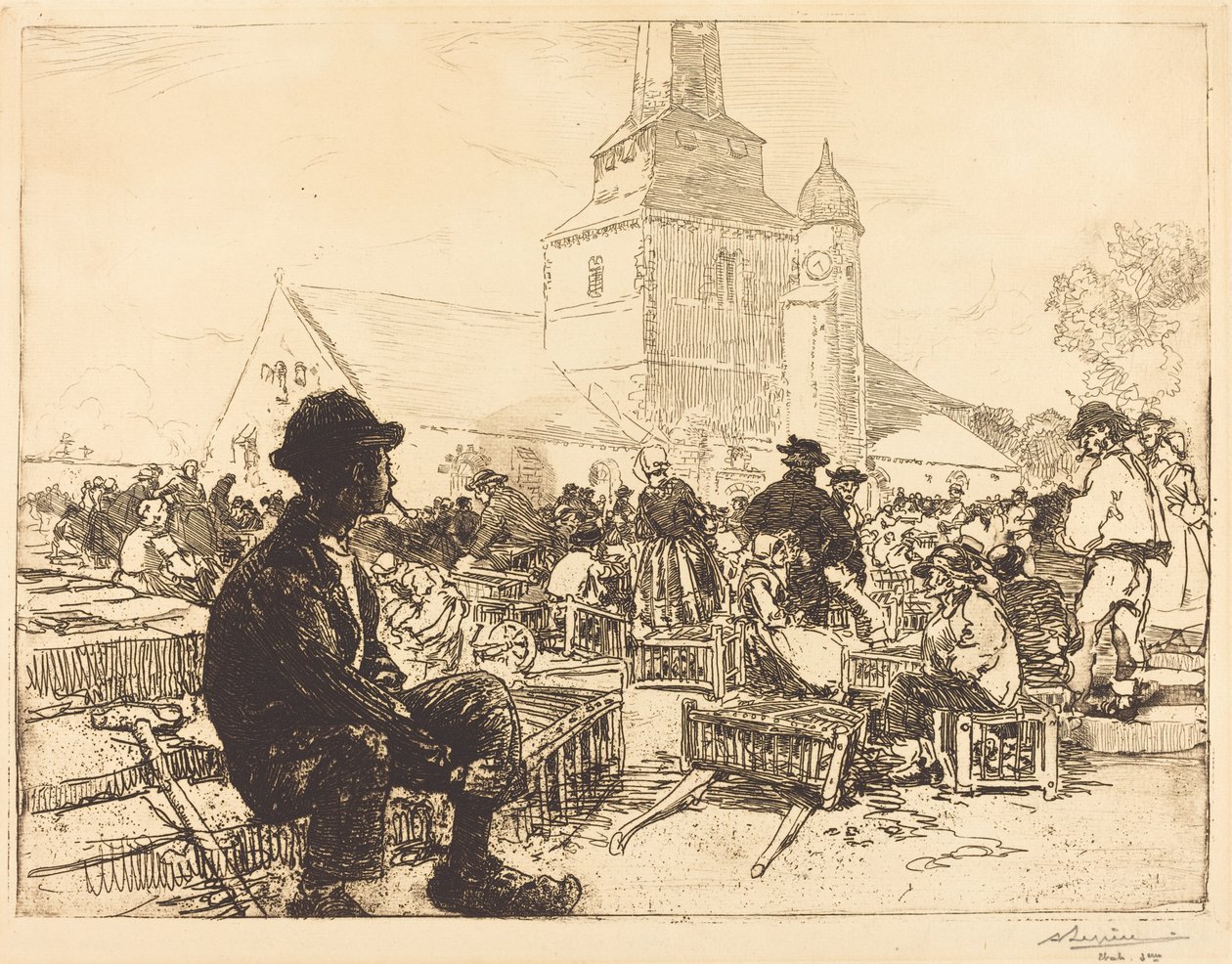 Mercado de aves em St.-Jean-de-Mont de Auguste Lepere