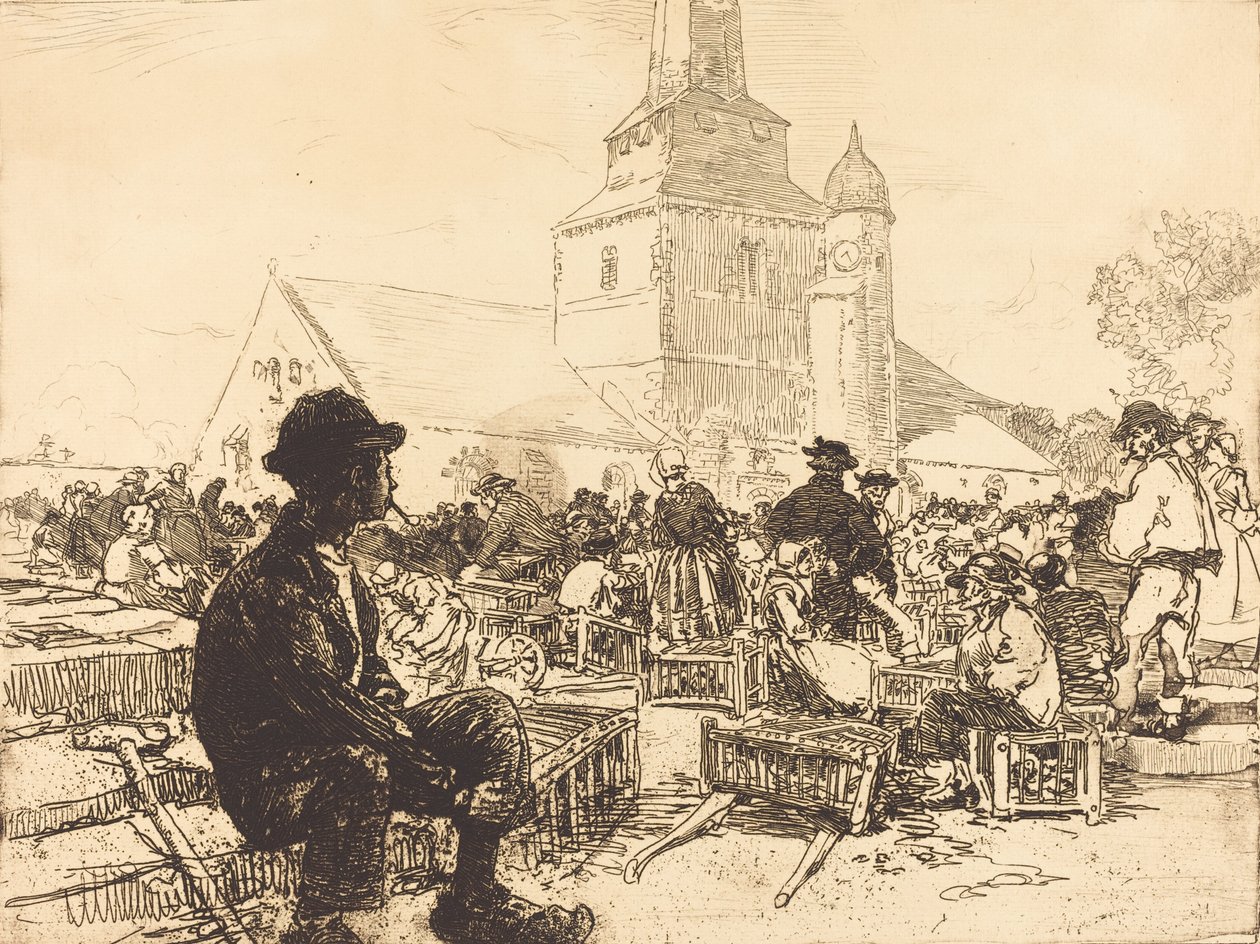 Mercado de Aves em St.-Jean-de-Mont Mercado de Aves em St.-Jean-de-Mont, 1892. de Auguste Lepere