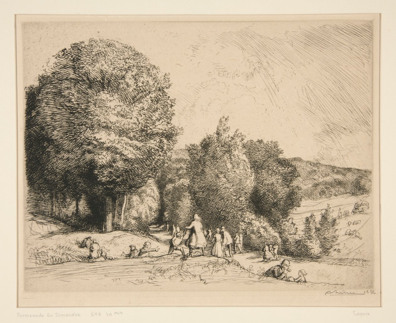 Caminhada de Domingo (Cr?c?sur-le-Grand) (Caminhada de Domingo [Crecoeur-le-Grand]) de Auguste Lepere