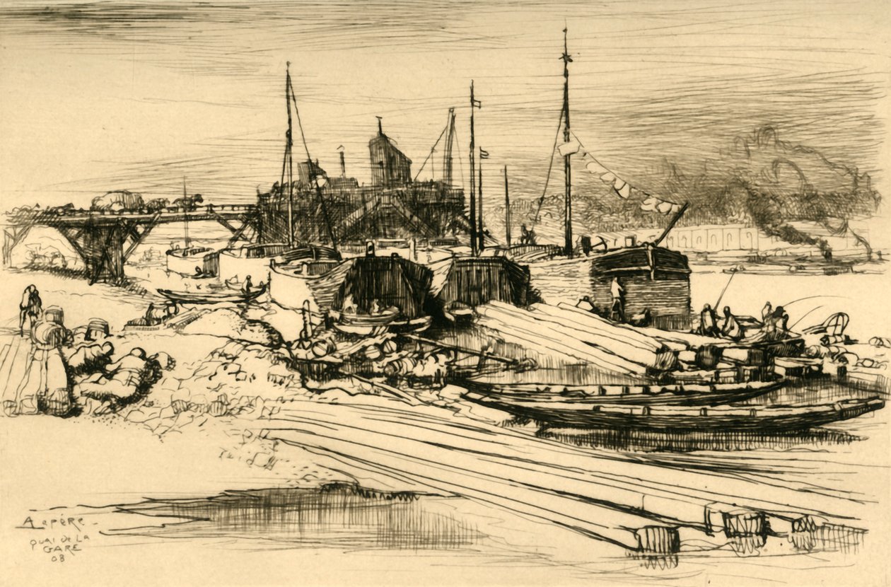 Quai De La Gare: Quitação Pública, 1908. de Auguste Louis Lepère