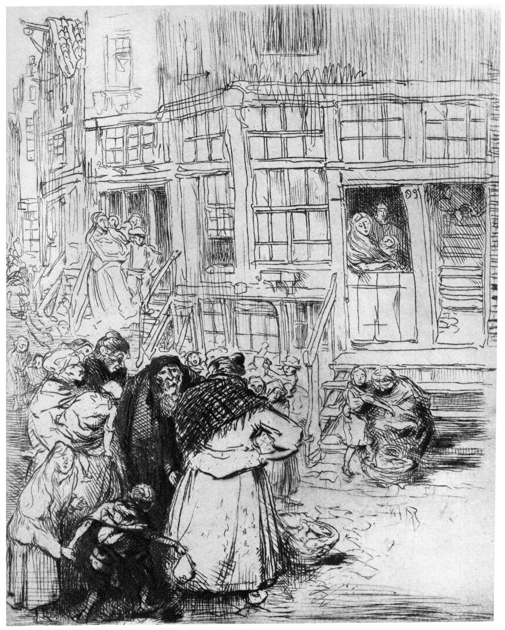 Bairro judeu em Amsterdã, c1870-1910 1924 de Auguste Louis Lepère