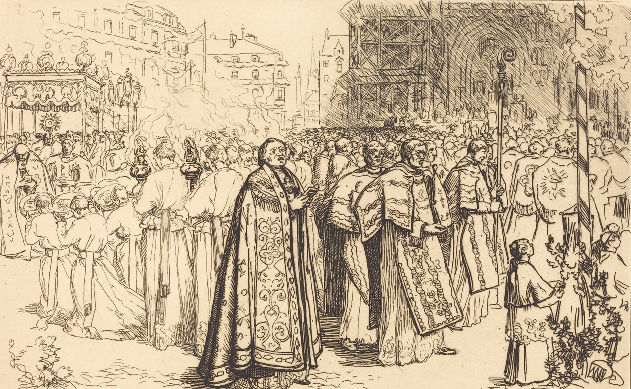 Retorno da Procissão à Catedral de Nantes Rentree da Procissão à Catedral de Nantes, 190 de Auguste Lepere