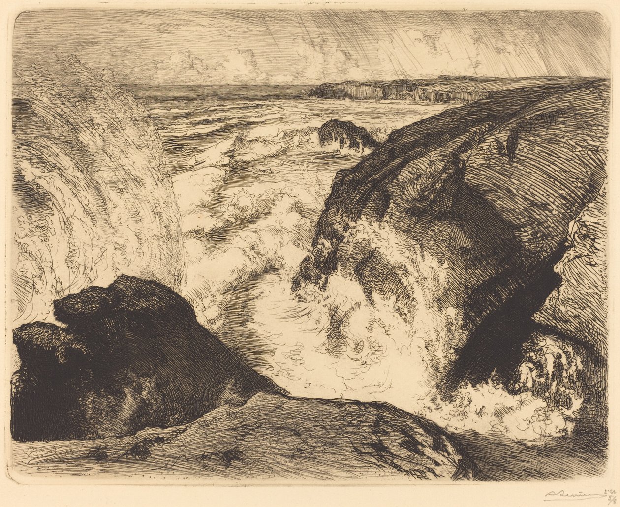 Spring Tide, Rocks of Zion (Grande maree, rochers de Sion, Vendee) de Auguste Lepere