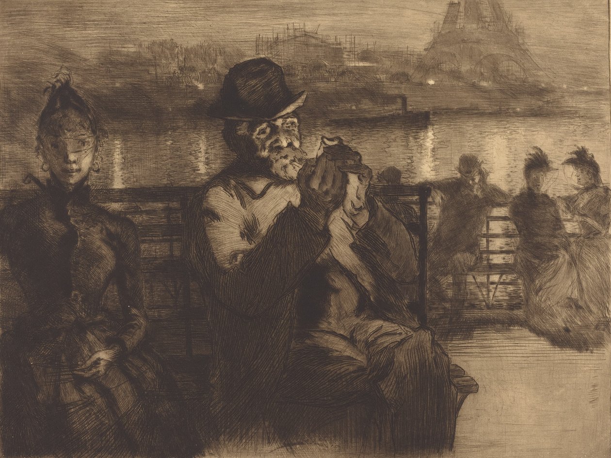 No Sena, à noite, 1888. de Auguste Lepere