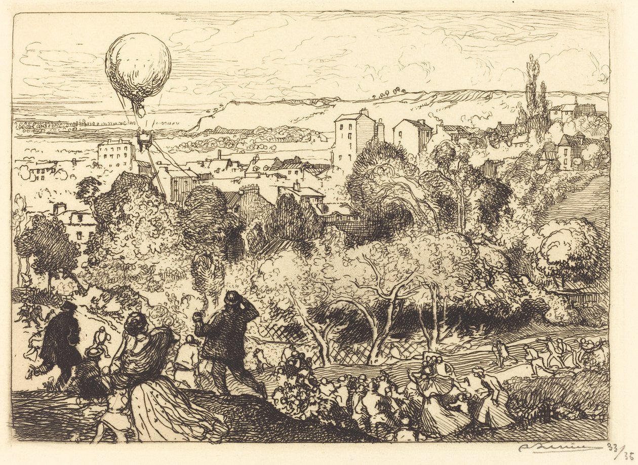 O Balão Caindo, em Pré-Saint-Gervais de Auguste Lepere