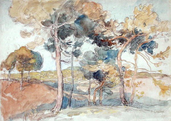 As Grandes Árvores (aguarela sobre papel) de Auguste Lepere