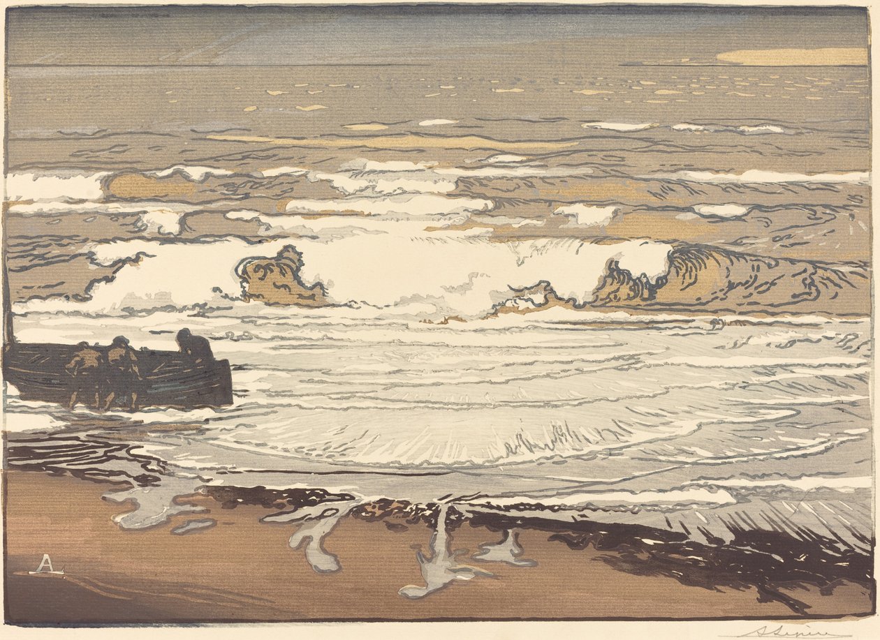 Ondas desfraldadas, inundação de setembro de 1901 (Les Vagues deferente) de Auguste Lepere