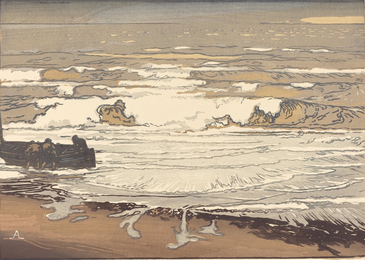 Ondas desfraldadas, enchente de setembro de 1901 Les Vagues deferlent, 1901. de Auguste Lepere