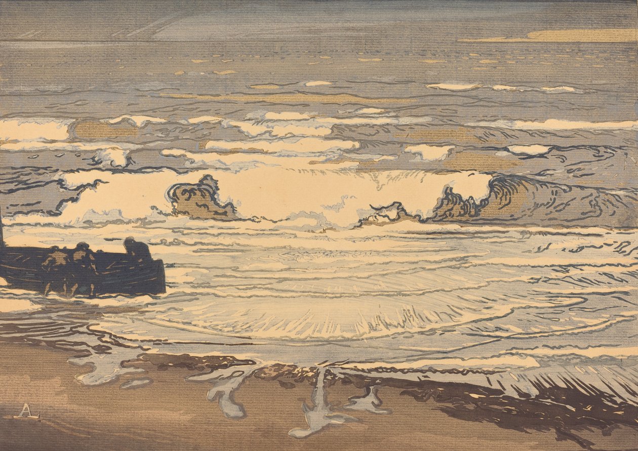 Ondas desfraldadas, enchente de setembro de 1901 Les lames deferlent, maree de setembro de 1901, 1901. de Auguste Lepere