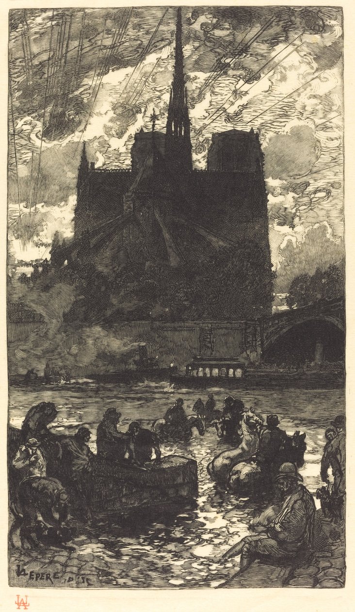 Bebedouro atrás de Notre-Dame de Auguste Lepere
